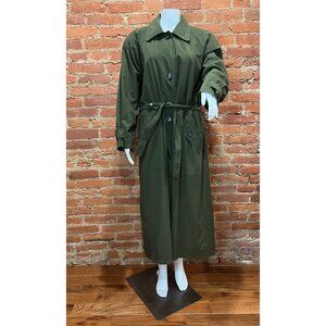 London Fog Towne Trench Coat Olive Green Women's Size 8 Reg Removeable Liner